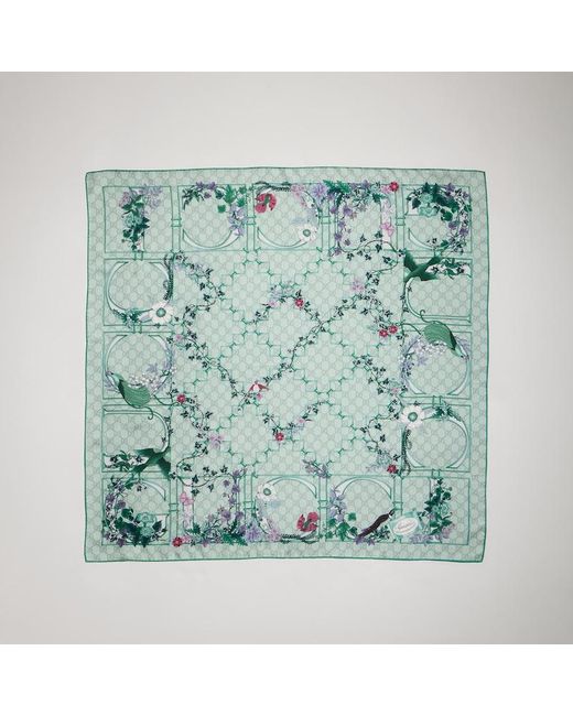 Gucci Green Printed Silk Twill Carré