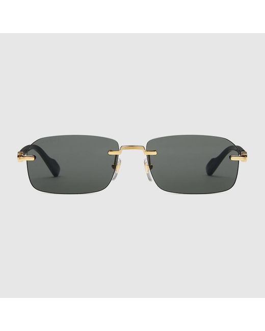 Gucci Gray Rectangular Frame Sunglasses for men