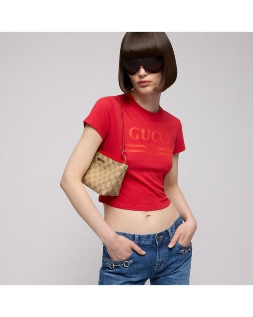Gucci Brown Small Pouch With Strap And Plaque