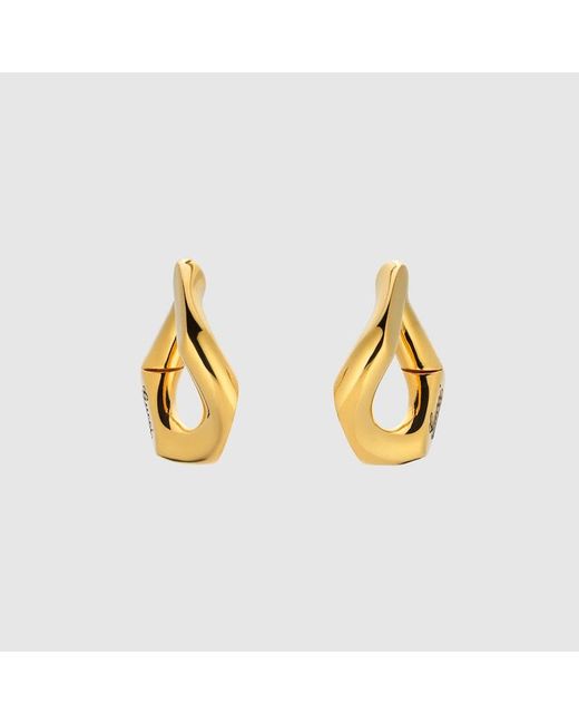 Gucci Metallic Geometric Earrings With Script