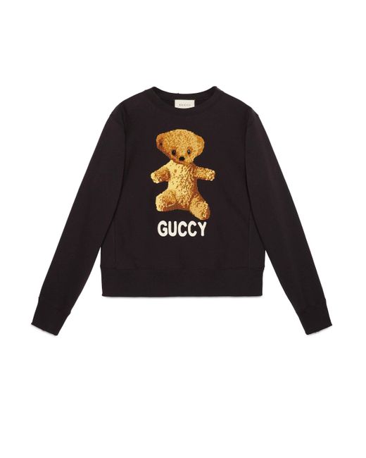 Sweat-shirt en coton à ours en peluche Gucci pour homme en coloris Black