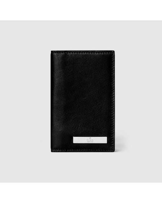 Gucci Black Card Case With Metal Tag for men