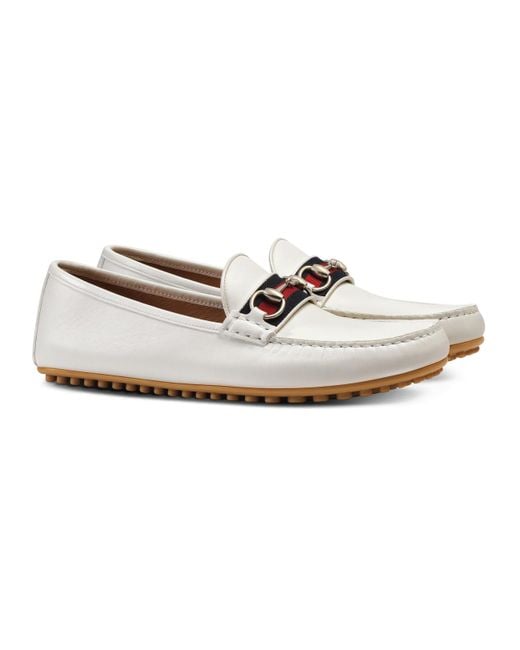 leather driver with web gucci