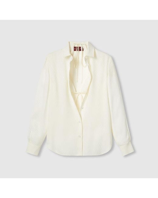 Gucci シルクジャカード シャツ＆ブラ セット, ホワイト, ウェア White