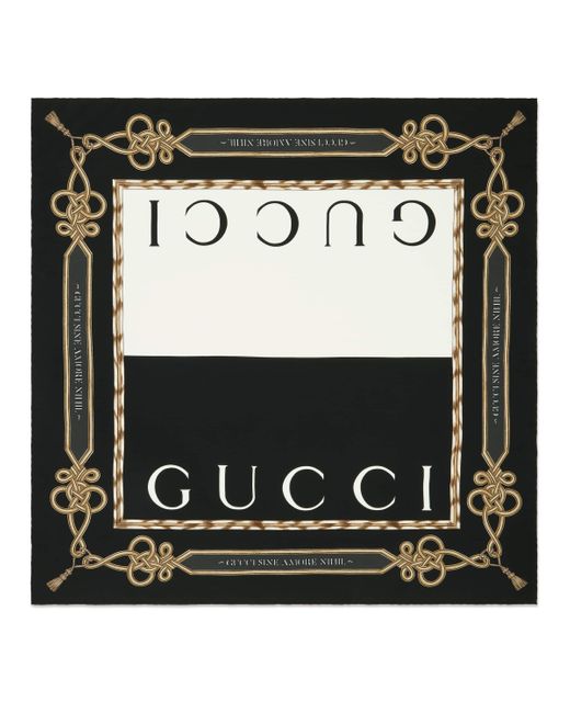 Pañuelo de seda con estampado doble Gucci de hombre de color Negro | Lyst
