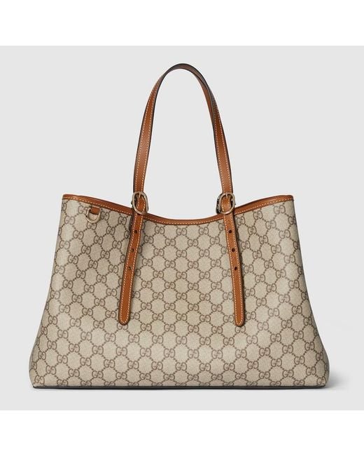 Gucci Natural Gg Emblem Large Tote Bag, Gg Canvas