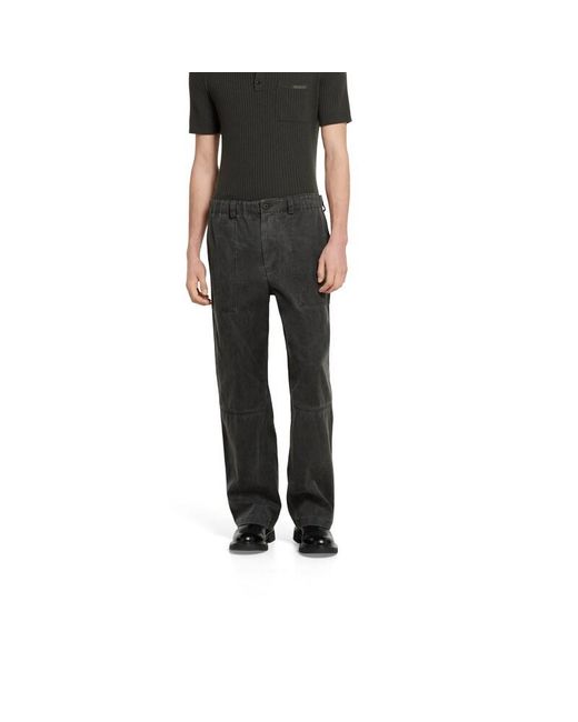 Pantalon En Toile De Coton Délavé Avec Logo, Taille Gucci pour homme en coloris Gray