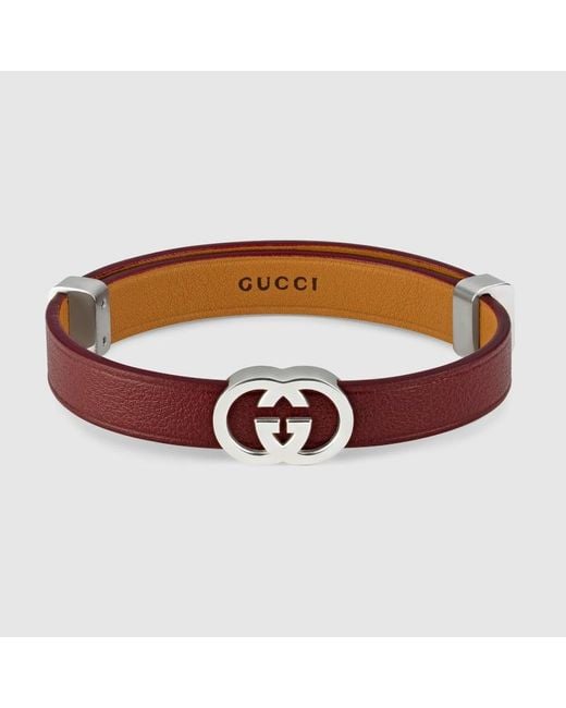 Gucci Brown Interlocking Leather Bracelet