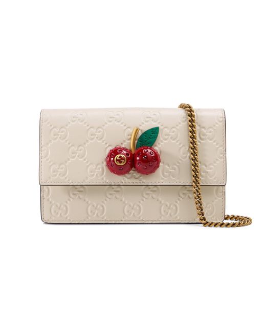 Gucci White Mini-Tasche aus Signature mit Kirschen