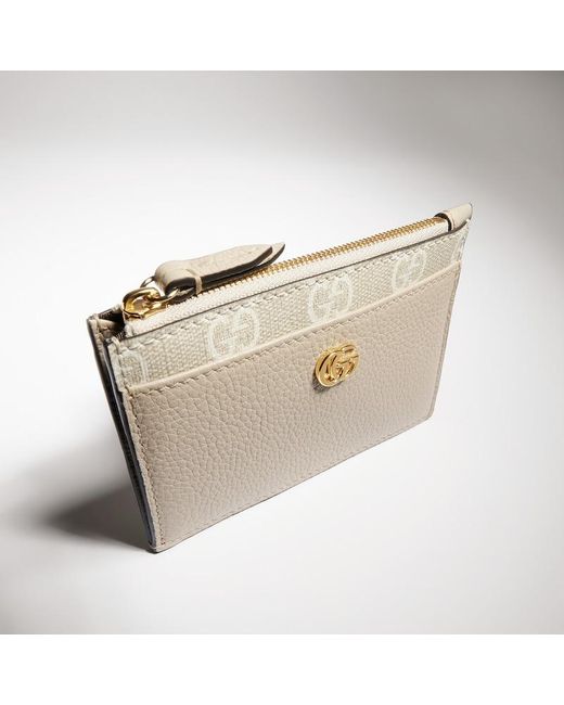 Gucci Natural Bi-Color Gg Marmont Zip Key Pouch, Leather