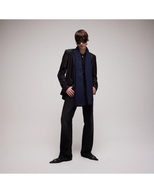 Gucci Blue Gg Wool Silk Jacquard Stole for men