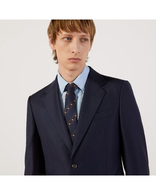 Cravate en soie à abeilles et bandes Web Gucci pour homme en coloris Blue