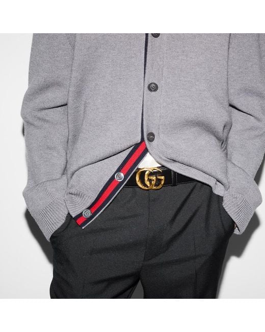 Gucci Black GG Marmont Wide Belt for men