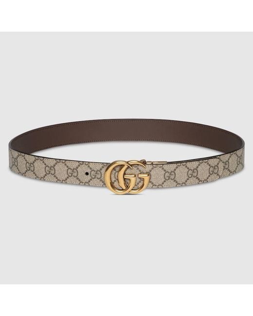 Gucci Natural Gg Marmont Reversible Belt, Gg Canvas