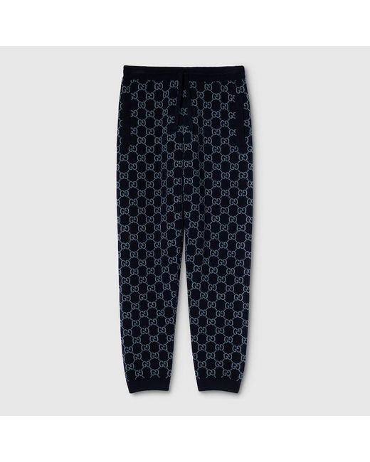 Gucci Blue Gg Knit Double Wool Leisure Trousers for men