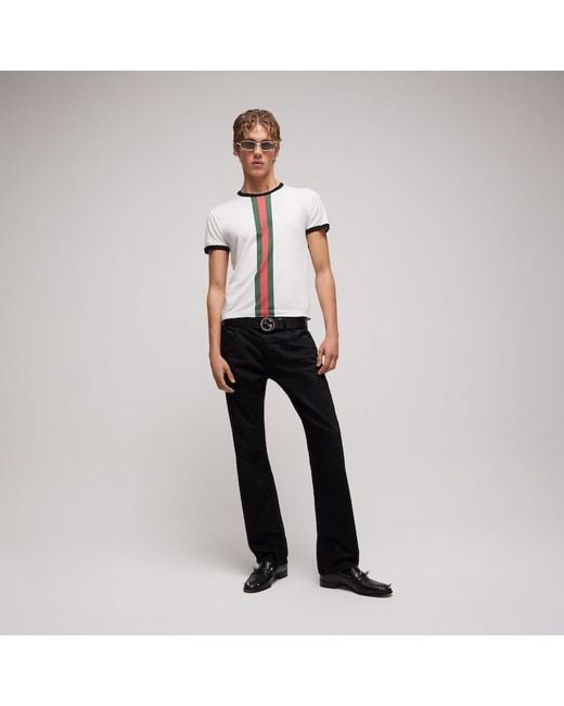 Gucci White Cotton Jersey T-Shirt With Print, Size Xxs, Ready-To-Wear for men