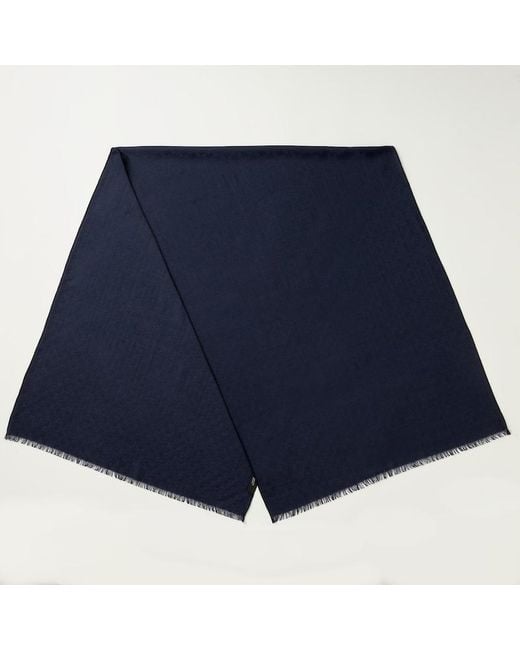 Gucci Blue Gg Wool Silk Jacquard Stole for men