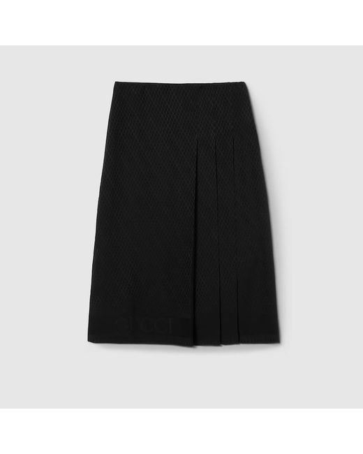 Gucci Black Silk Jacquard Skirt