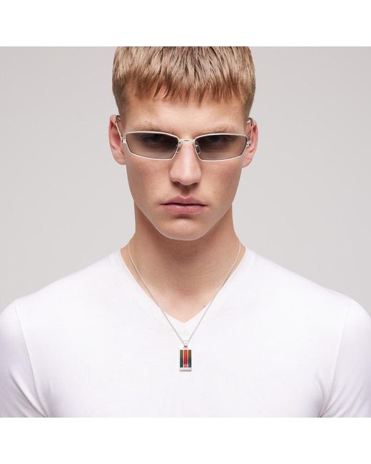 Gucci Metallic Pendant Chain Necklace With Web
