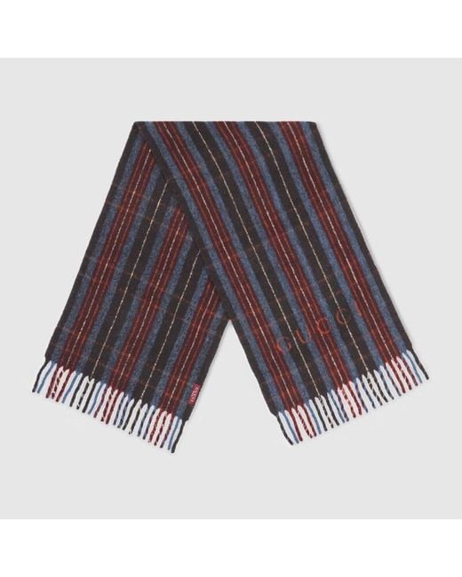 Gucci Multicolor Wool Scarf With Logo for men