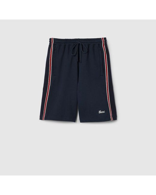 Gucci Blue Cotton Jersey Basketball Shorts for men