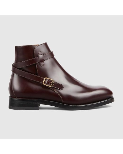 Gucci Brown Ankle Boot With Buckle for men