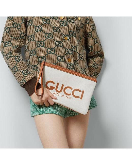 Gucci Natural Clutch Mit Print