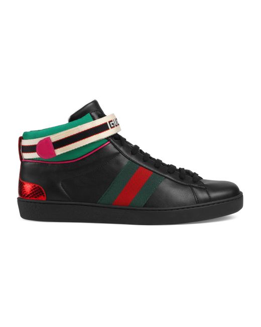 Gucci Black Stripe Ace High-top Sneakers for men
