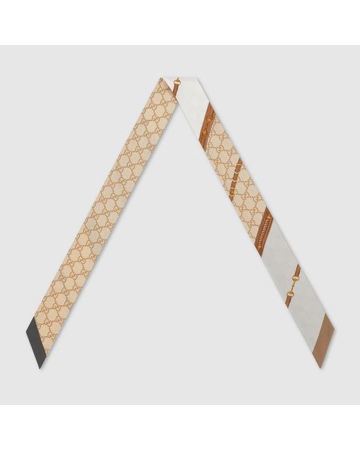 Gucci White Printed Silk Ribbon