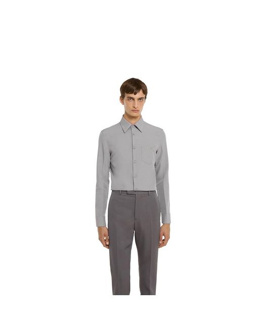 Gucci ホースビット付き テクニカルパナマ シャツ, グレー, ウェア Gray