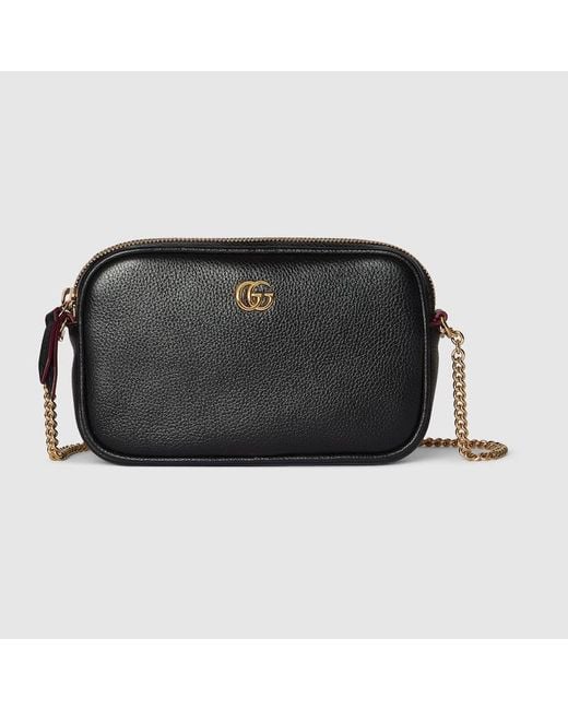 Gucci Black Gg Marmont Mini Camera Bag, Leather