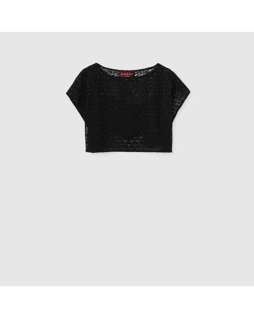 Gucci Ggマクラメ トップス, ブラック, ウェア Black