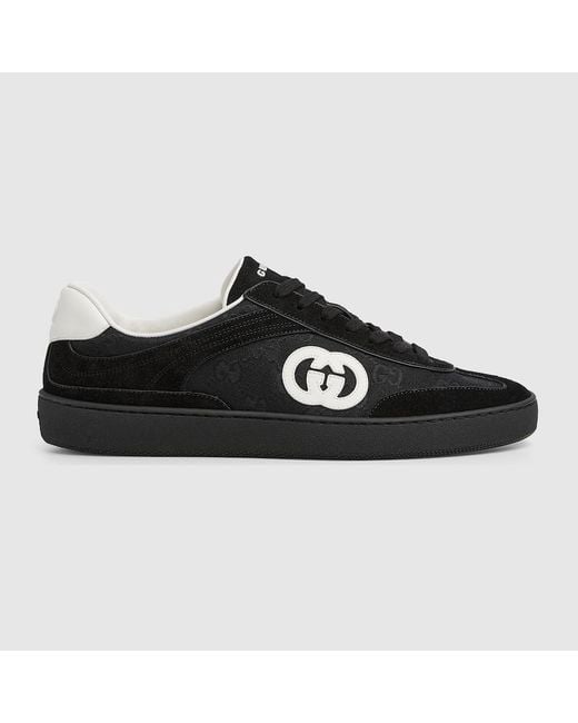 メンズ Gucci G75 メンズ スニーカー, ブラック, Ggキャンバス Black