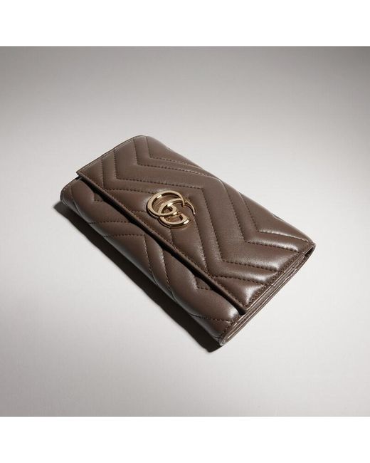 Gucci Brown Gg Marmont Continental Wallet, Leather