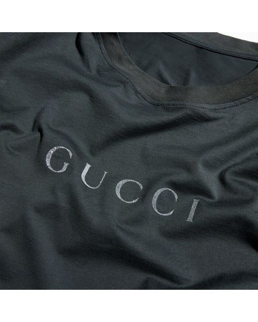 Gucci Black Cotton T-Shirt With Print for men