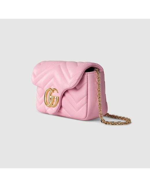 Gucci Pink Gg Marmont Mini Shoulder Bag, Leather