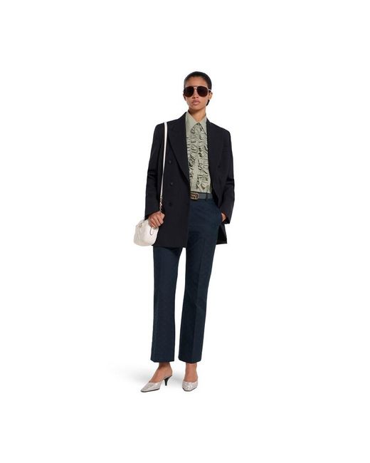 Gucci Blue Gg Cotton Gabardine Trousers