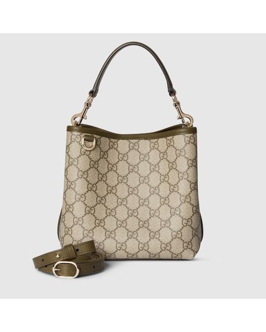 Gucci Natural Gg Emblem Small Bucket Bag
