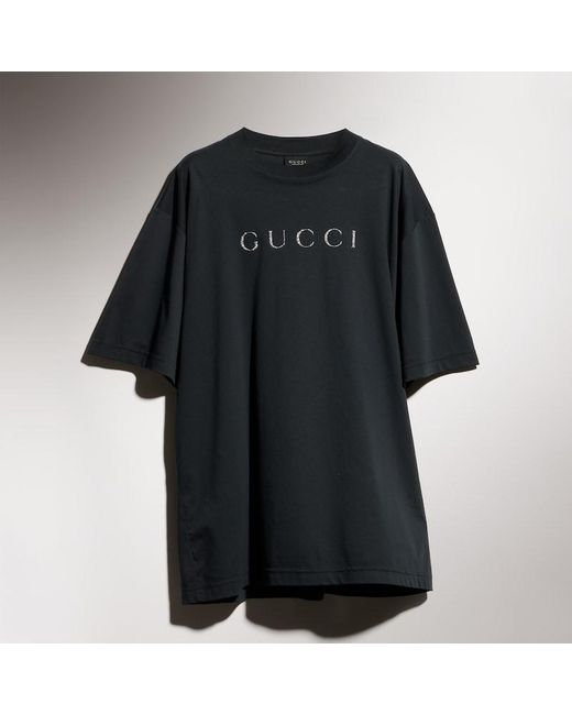Gucci Black Cotton Jersey T-Shirt With Print