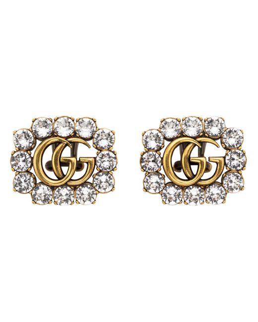 Gucci Metallic Crystal Double G Earrings