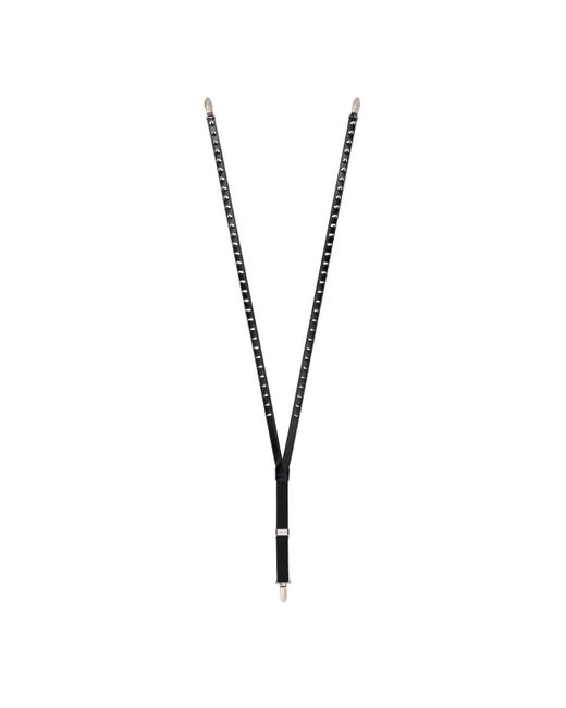 Gucci Black Leather Suspenders With Spikes