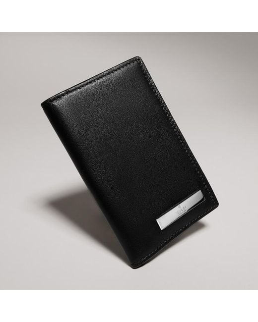Gucci Black Card Case With Metal Tag for men