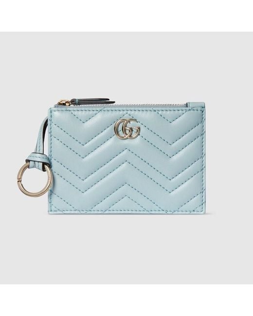Gucci Blue Gg Marmont Zip Key Pouch