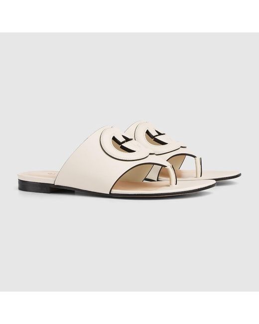 Gucci White Interlocking G Cut-out Sandal