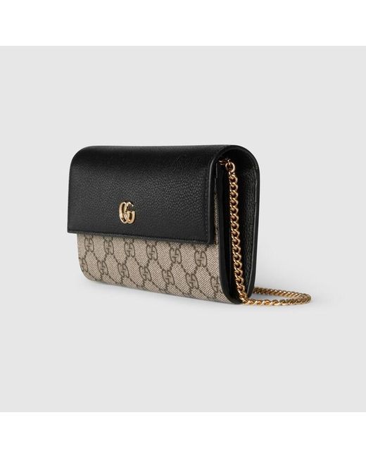 Gucci Black Gg Marmont Bi-Color Continental Wallet, Gg Canvas