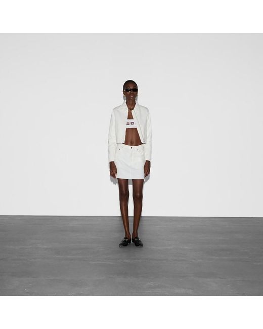 Falda de Denim de Jacquard con GG Gucci de color White