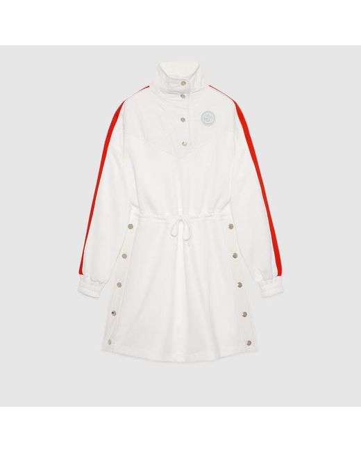 Gucci White Kleid Aus Technischem Jersey Mit Web