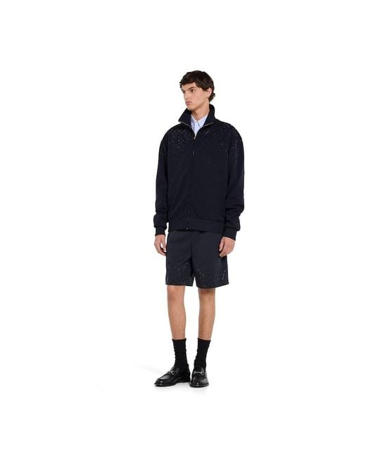Gucci Blue Technical Jersey Shorts With Crystals for men