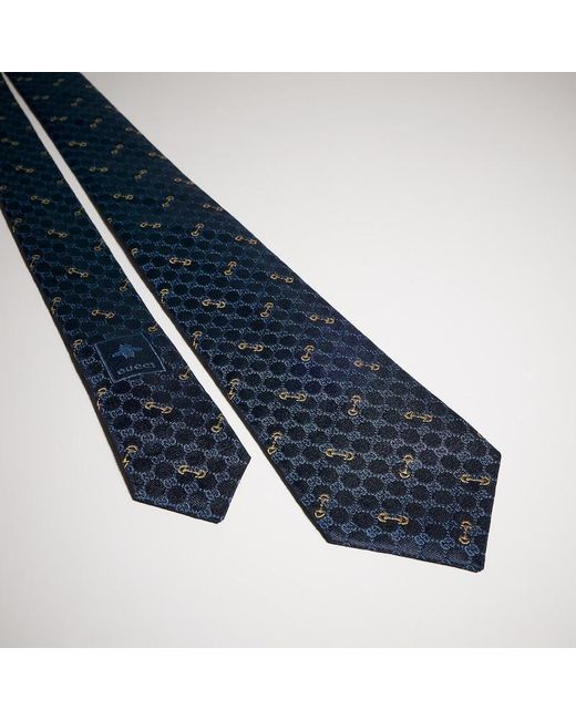 Gucci Blue Gg Silk Jacquard Tie for men