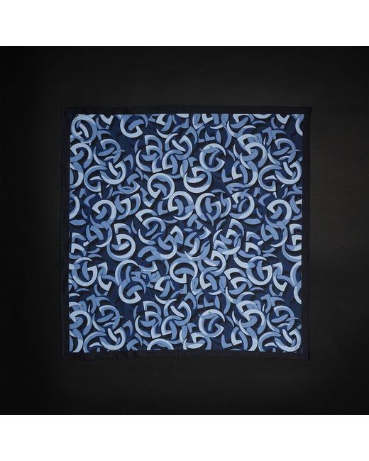 Gucci Blue Printed Silk Pocket Square for men